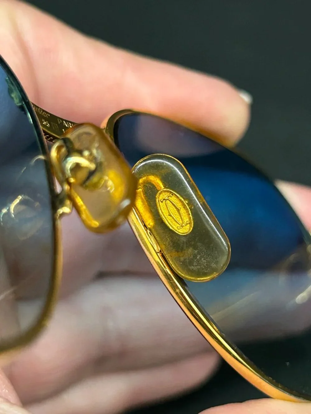 Vintage Cartier Sapphire 55 Gold with Custom Diamond Frames Glasses Sunglasses